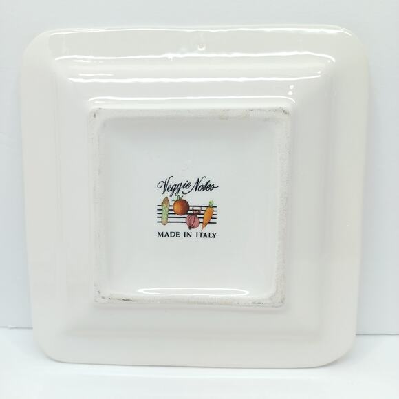 Set/3 Veggie Notes 7.5" Appetizer Plates Carrot Asparagus Onion Made in Italy - Picture 10 of 10